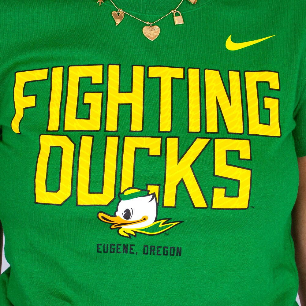 Fighting Duck, Nike, Green, Crew Neck, Cotton, Women, T-Shirt, 874386